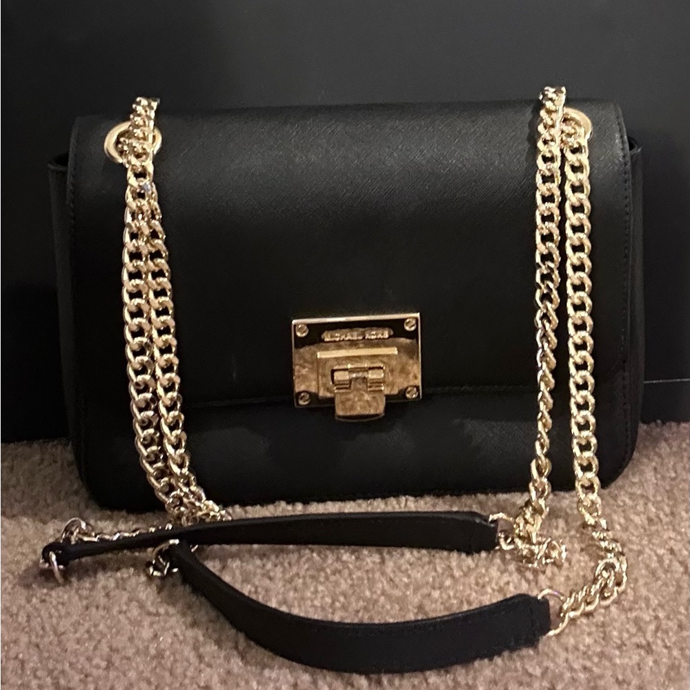 Michael Kors Black Crossbody Bag with Gold Chain